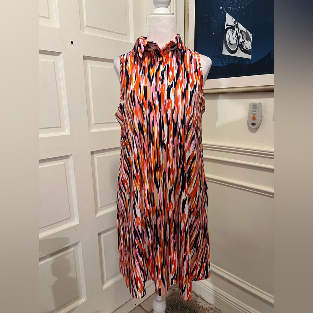 EUC Jude Connally Multicolor Harlee Sleeveless Collared Dress Sz S